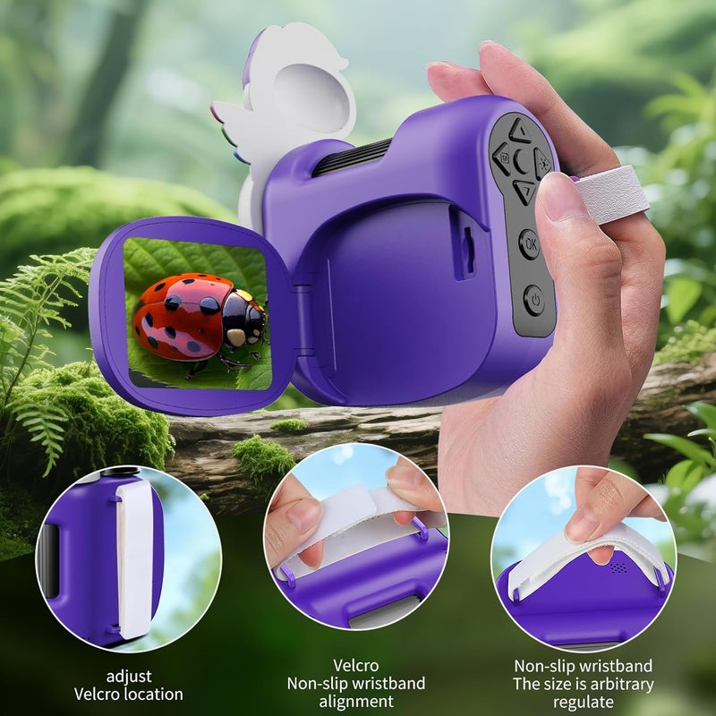 WSDMIC 1600X Handheld Microscope for Kids 2" IPS Screen Kit Mini Pocket Digital Microscopes STEM Science with Slides Photo Video Rechargeable Portable Scope Gift for Ages 6-12 (Purple) - Image 4